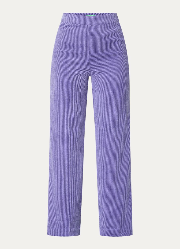 Pantaloni din catifea reiată cu talie înaltă și croială largă Benetton