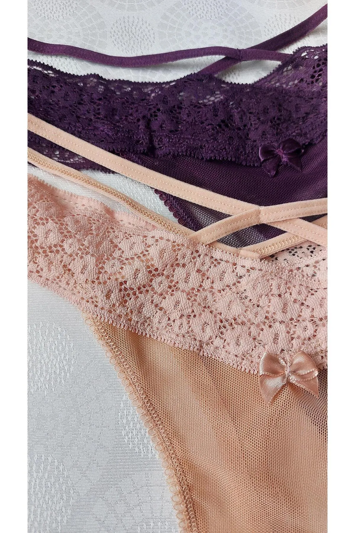 Sensu  Damen-Tanga mit Schmetterlingsmuster, Spitzen-String, 5er-Set, Kts2070 (breiter Stil)