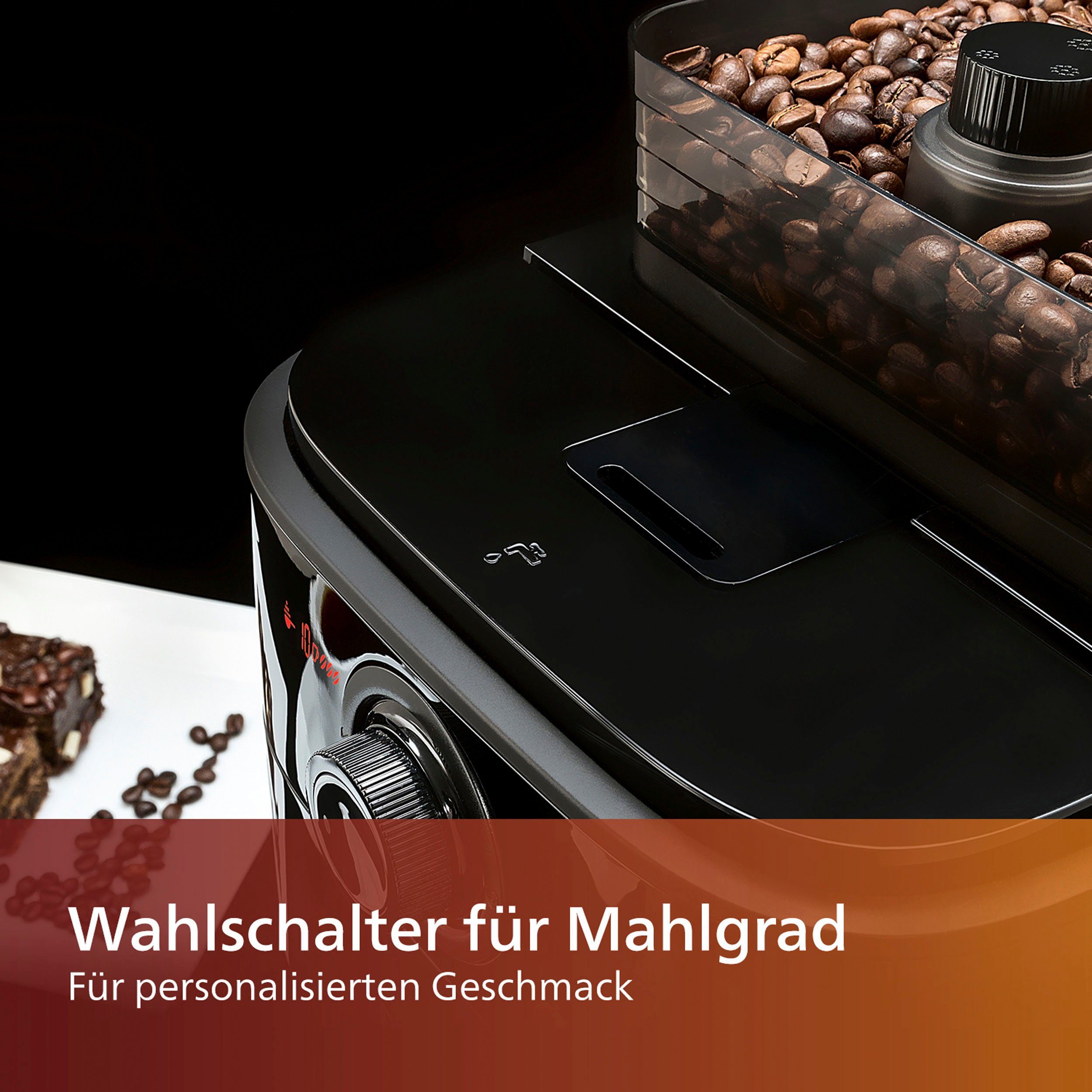 Philips Kaffeemaschine mit Mahlwerk Grind & Brew HD7767/00, aromaversiegeltes Bohnenfach, edelstahl/schwarz