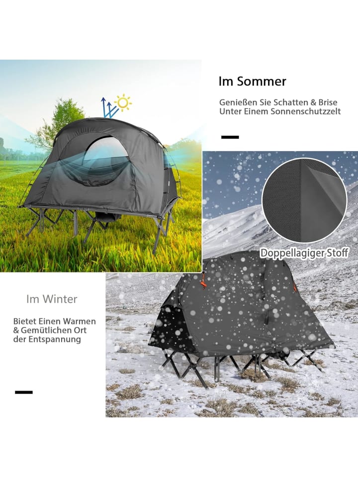 COSTWAY 4in1 Campingzelt für 1-2 Personen in Grau günstig kaufen onesize