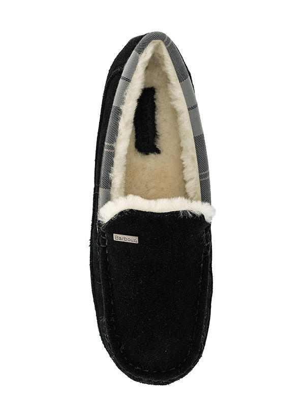 Barbour, Hausschuhe, Veloursleder warmgefüttert, schwarz