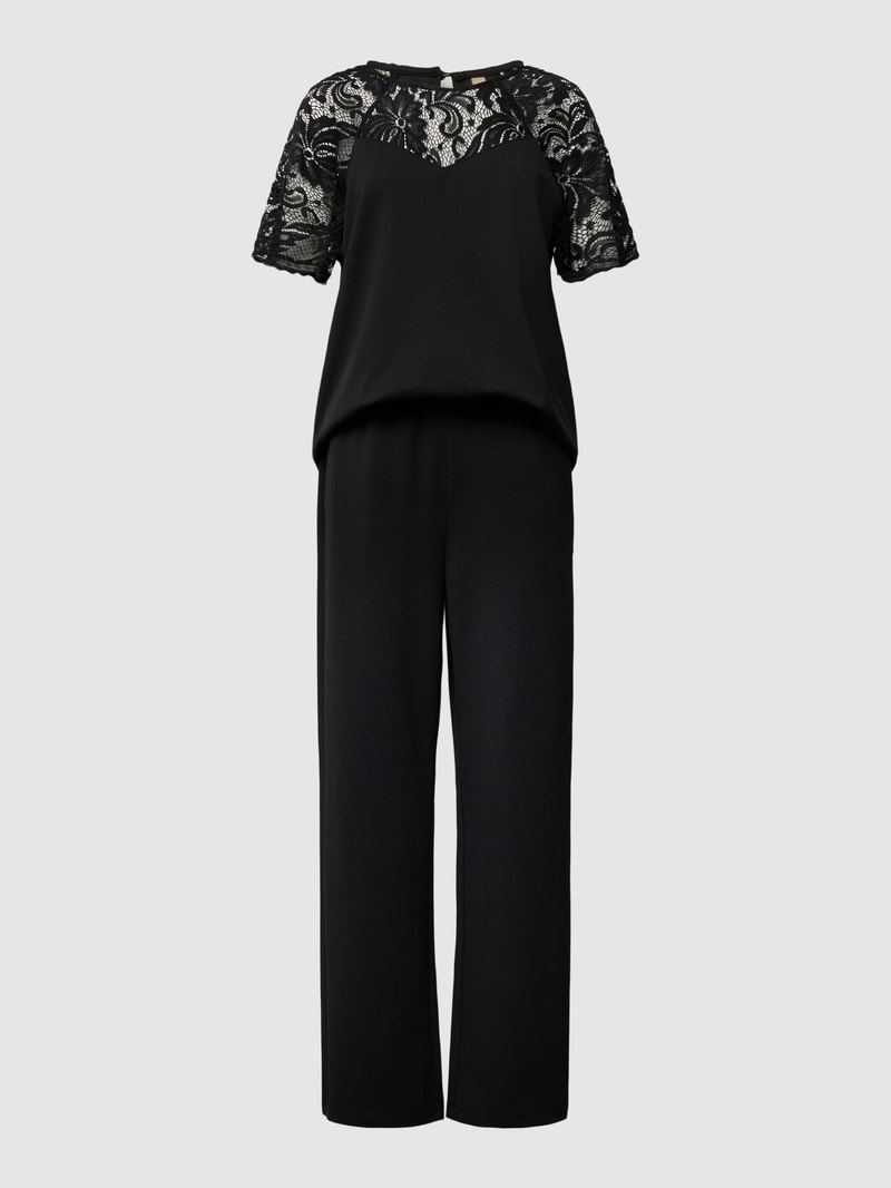 Jumpsuit mit Spitzenbesatz Modell 'Siham' in schwarz