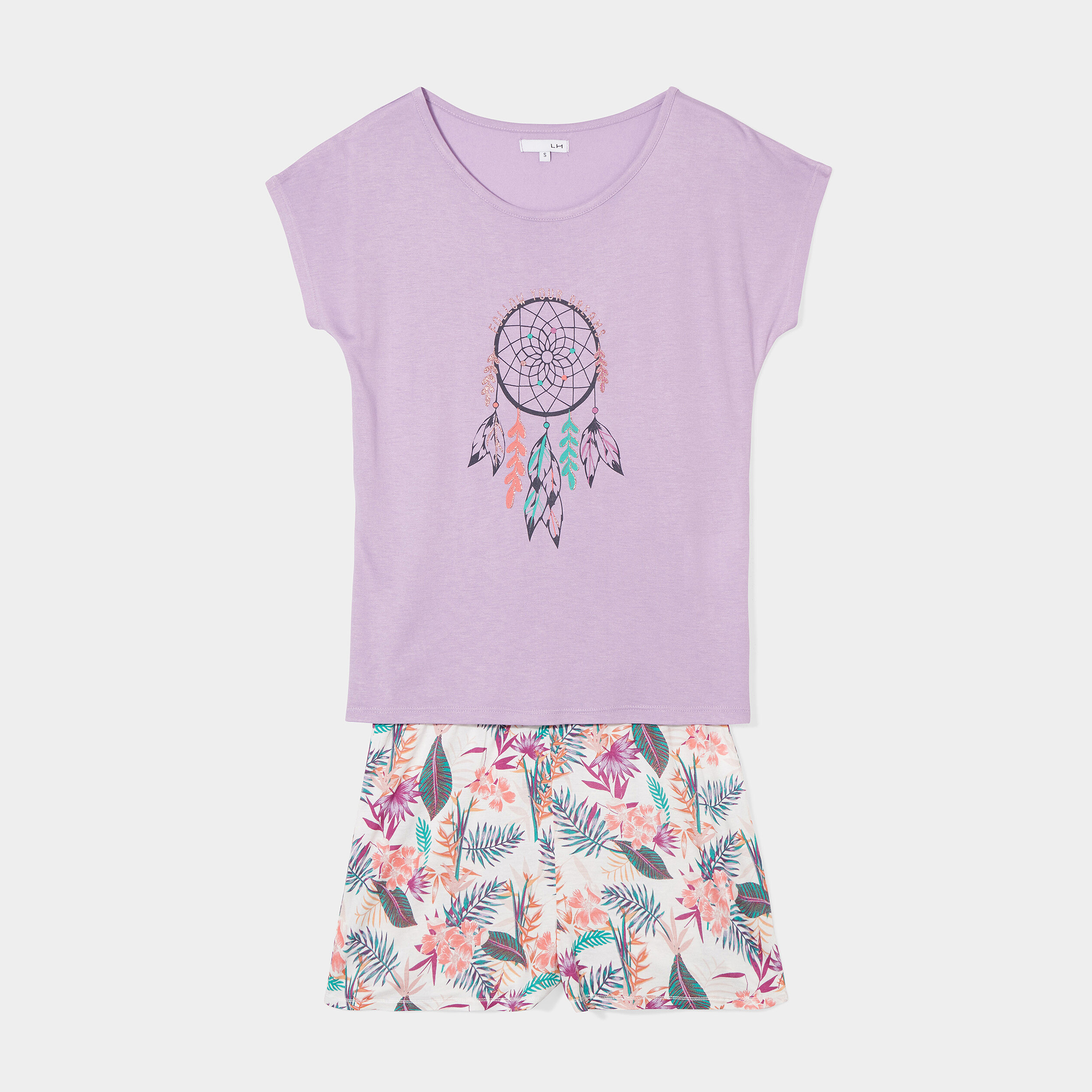 Ensemble pyjama 2 pièces short ecru femme | La Halle