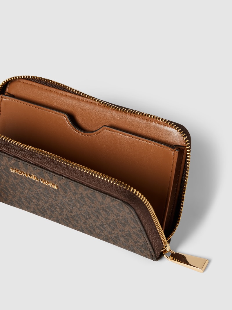 Portemonnaie mit Allover-Logo-Muster Modell 'JET SET' in dunkelbraun