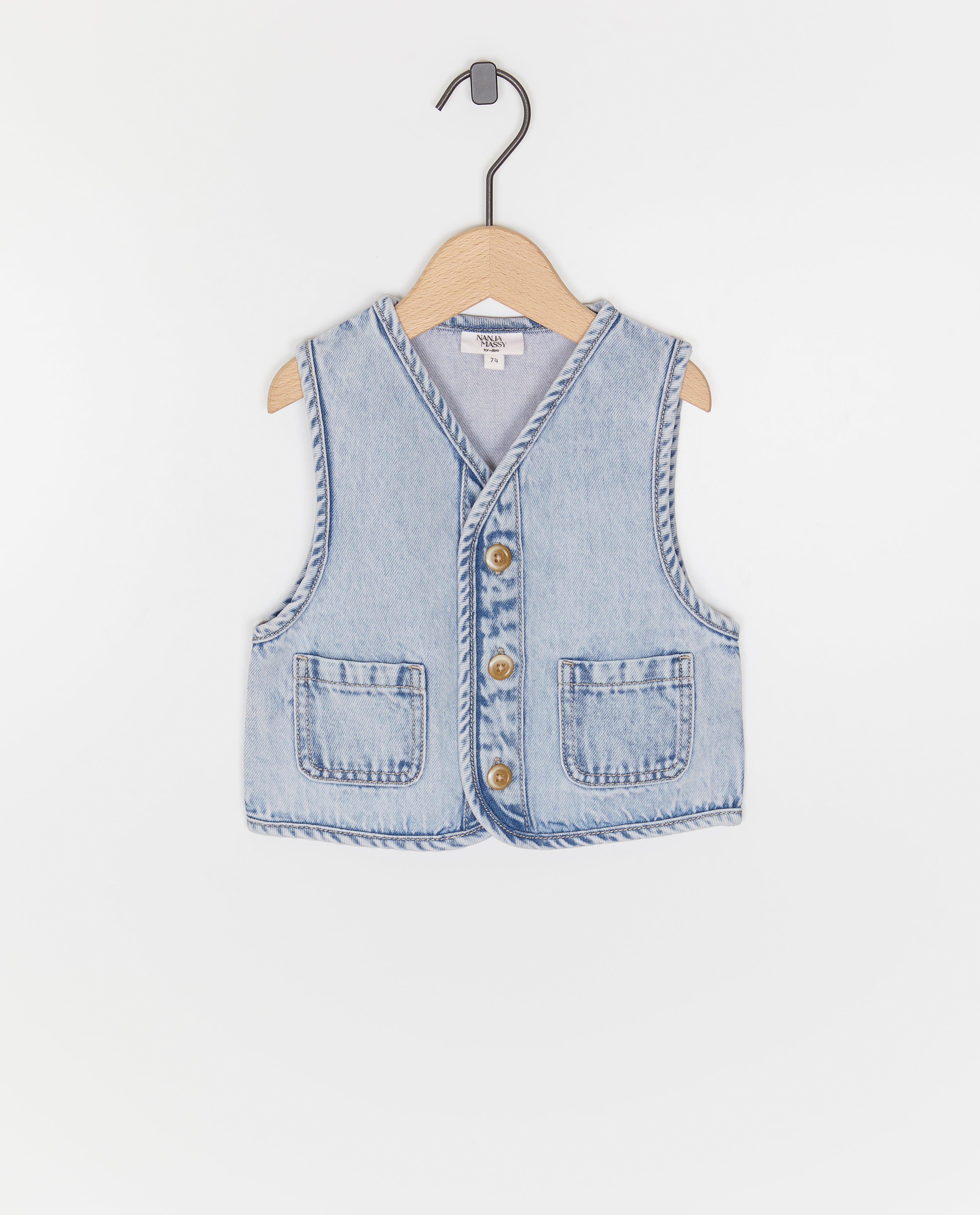Vestă din denim unisex Nanja Massy, albastru deschis pentru bebeluși