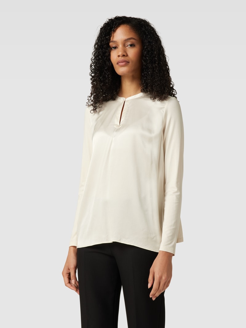 Bluse mit Schlüsselloch-Ausschnitt in beige