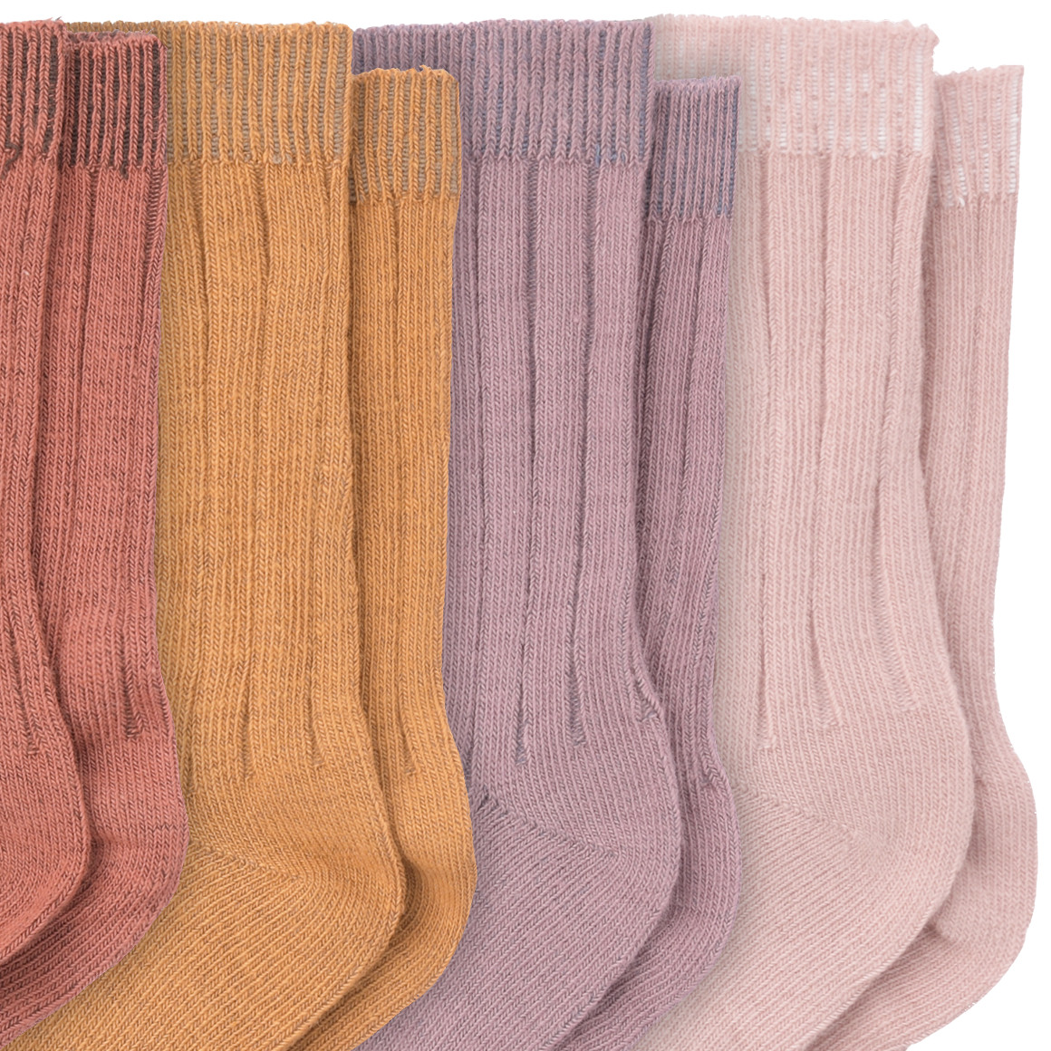 4 Paar Mädchen Socken mit Rippstruktur