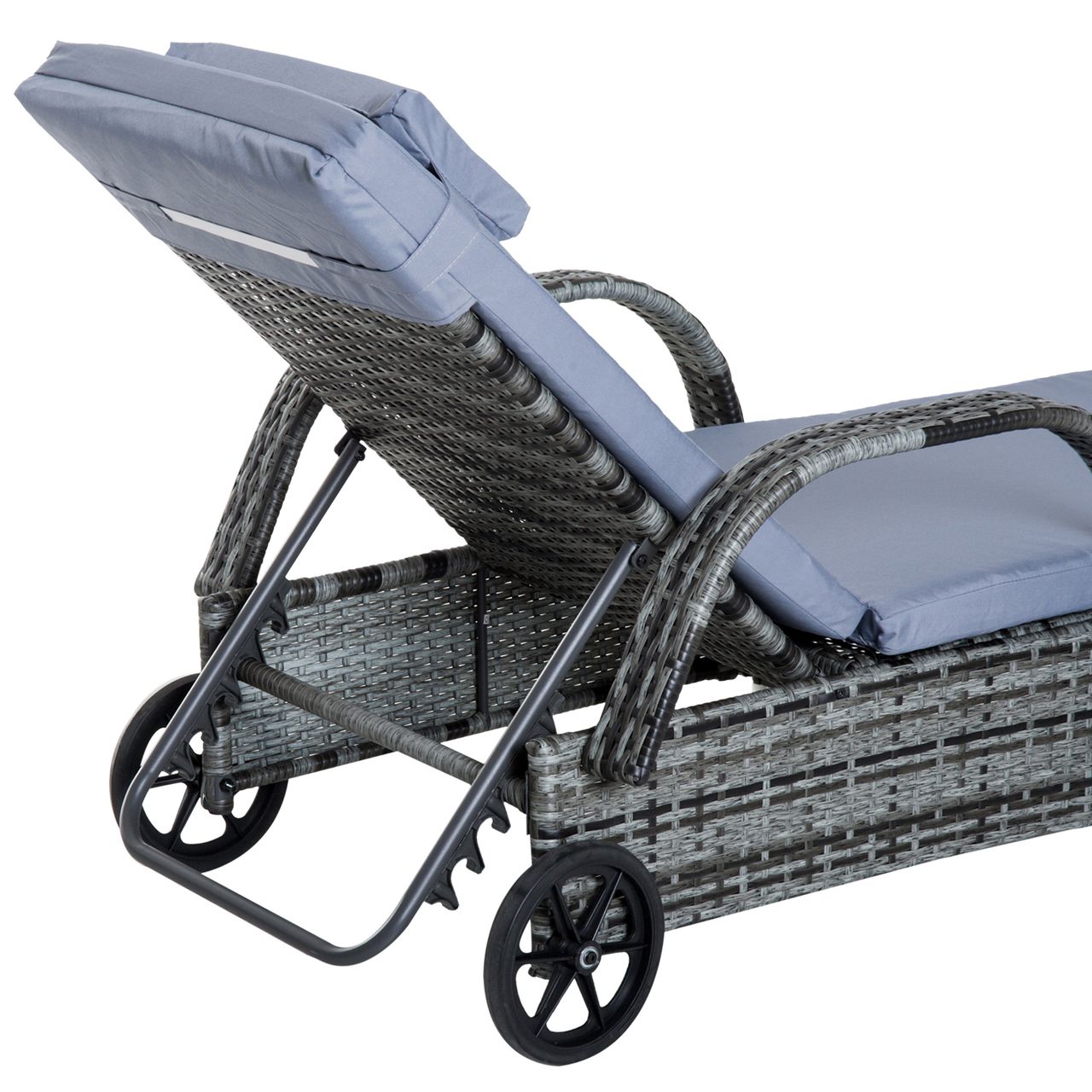 Outsunny Sonnenliege Gartenliege Tisch 3er Set Gartenmöbel Polyrattan Grau
