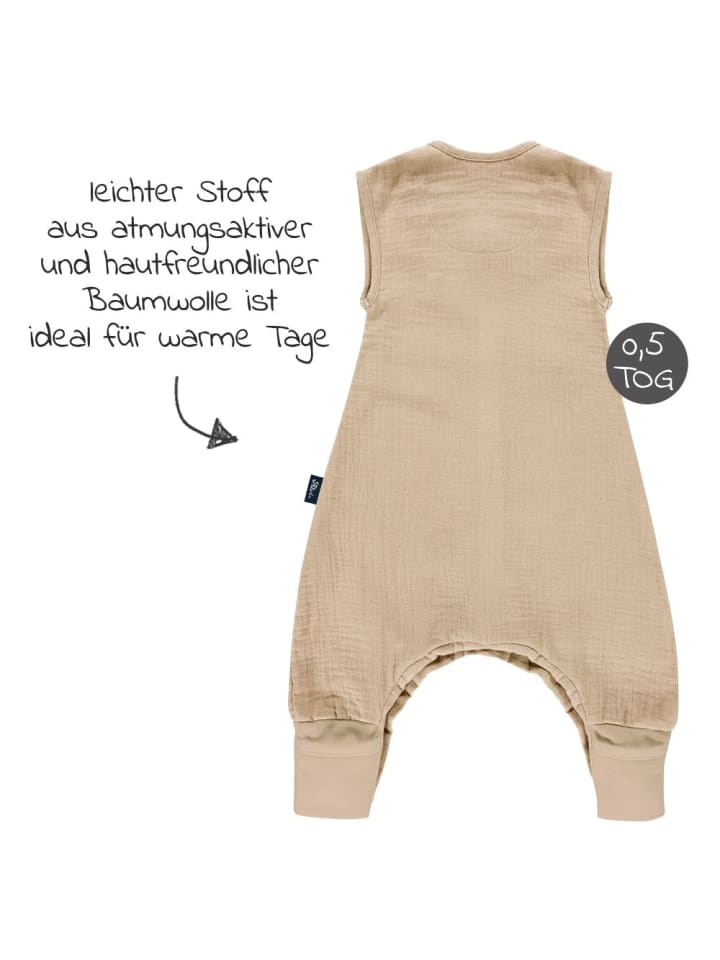 Alvi Sommer-Schlafsack mit Füßen Musselin / Sleep-Overall in beige günstig kaufen