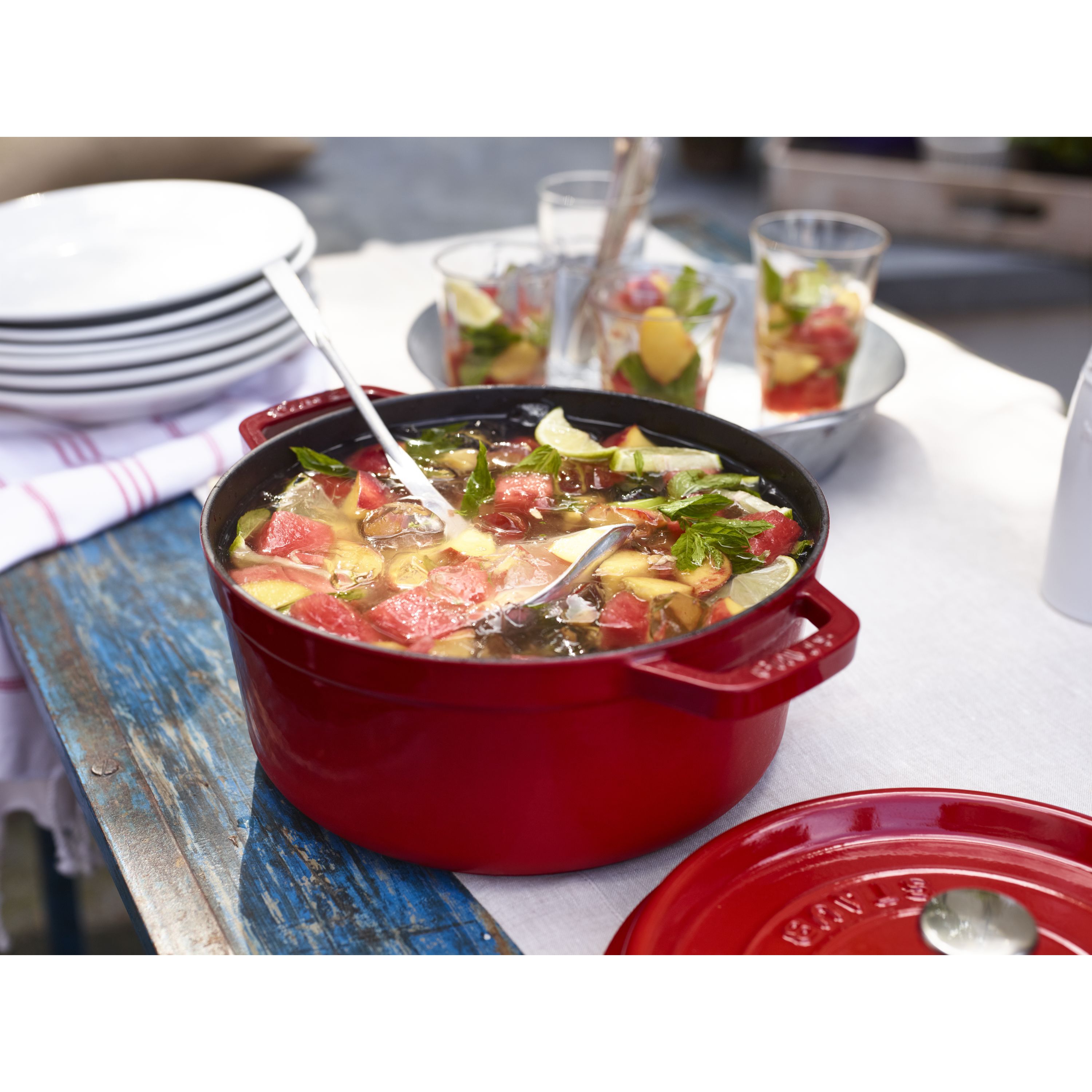 Cocotte 26 cm, rund, Kirsch-Rot, Gusseisen