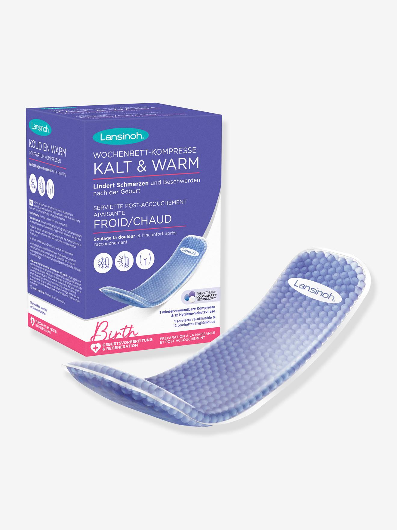 Serviette post-accouchement apaisante LANSINOH Froid/Chaud bleu
