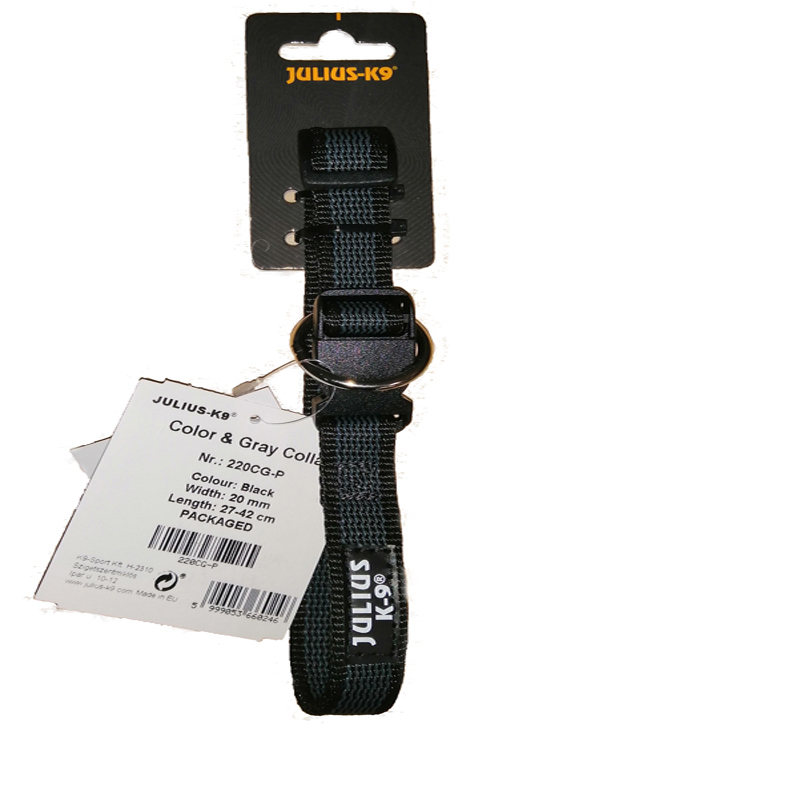 JULIUS-K9 Hundehalsbänder JULIUS-K9 Halsband 20mm x 27-42cm schwarz/ grau