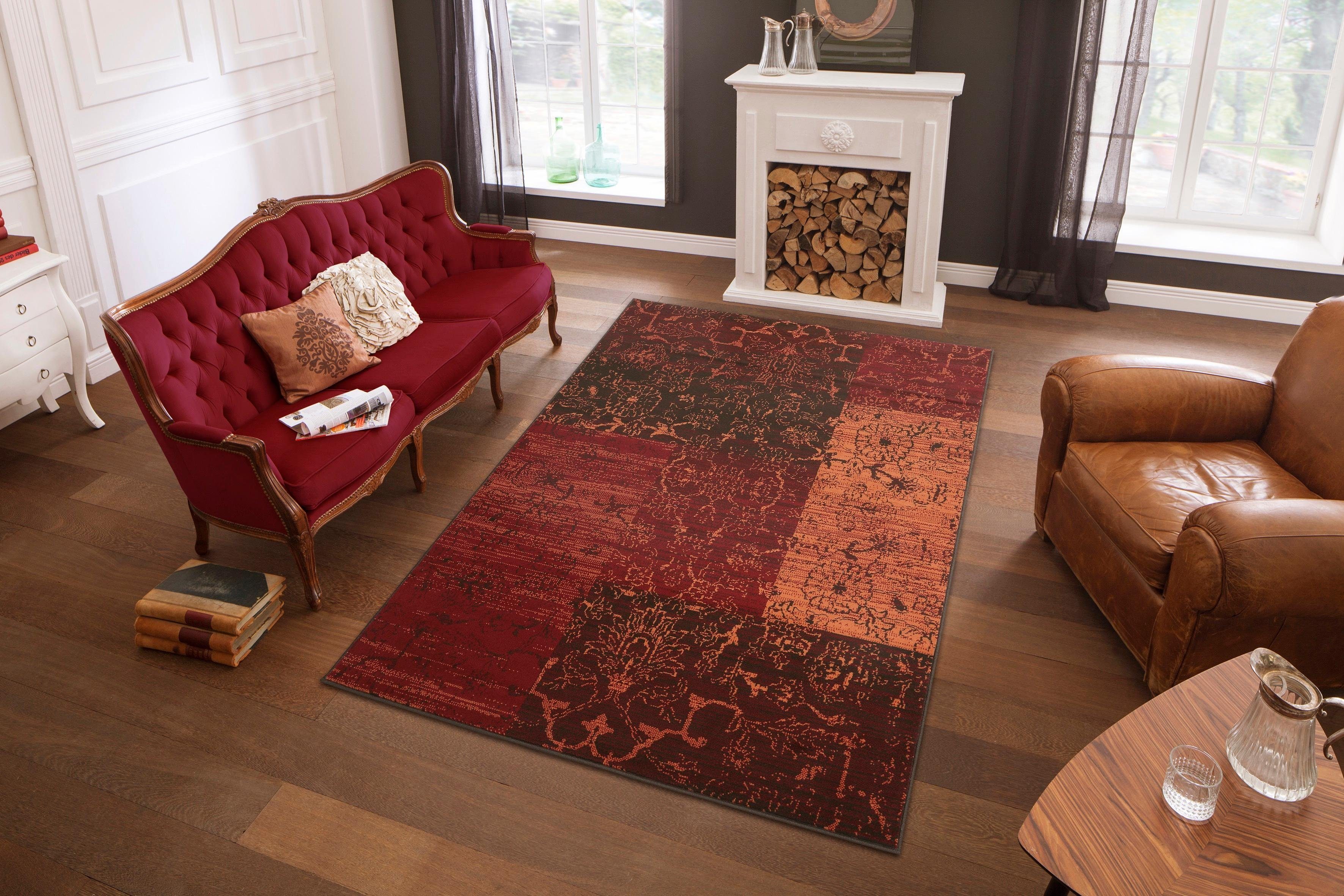Teppich Bennet, my home, rechteckig, Höhe: 7 mm, Vintage Design, flach, Kurzflor, weich, pflegeleicht, elegant