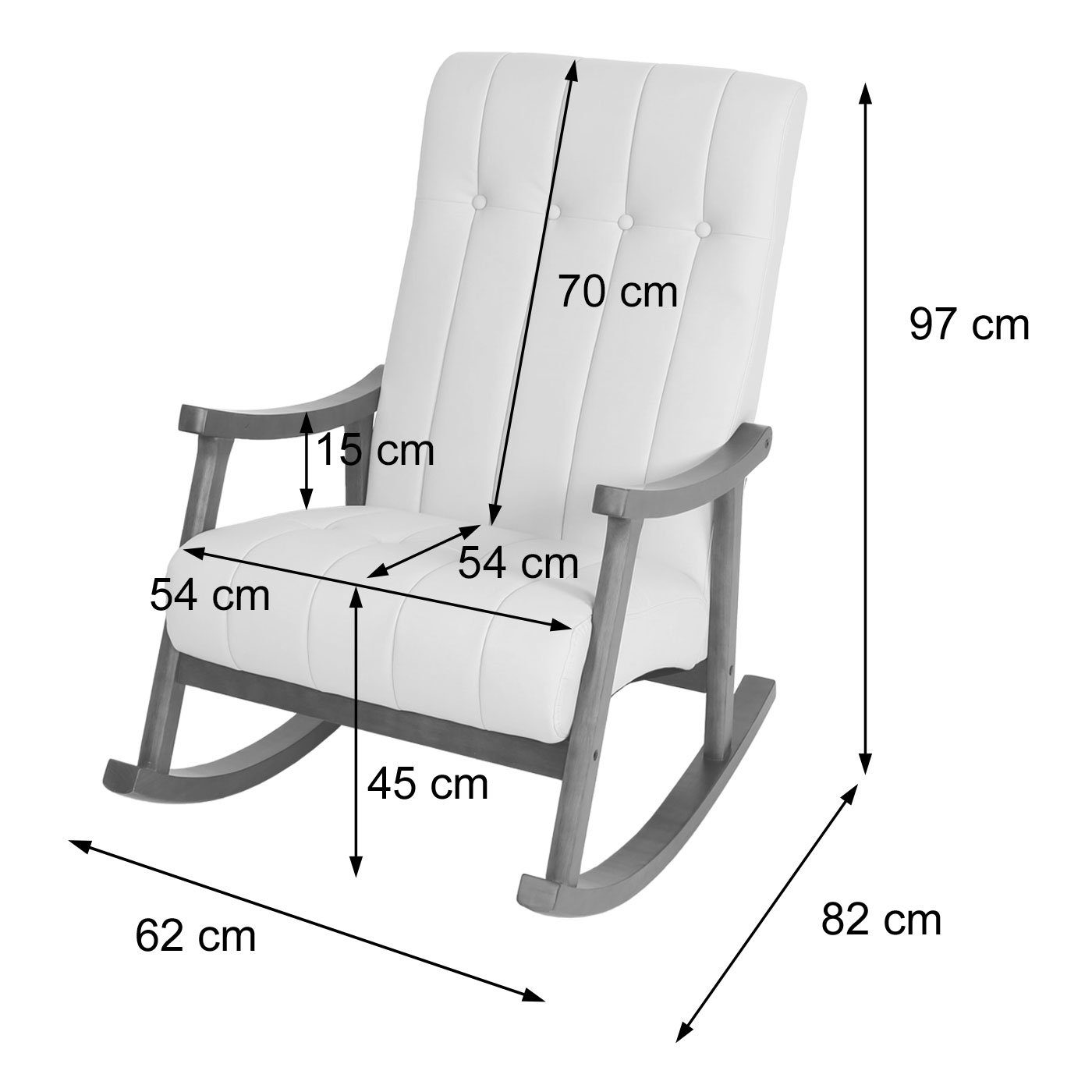 MCW Schaukelstuhl MCW-K10, Mit Armlehnen, Große Sitzfläche, Maximale Belastbarkeit: 130 kg