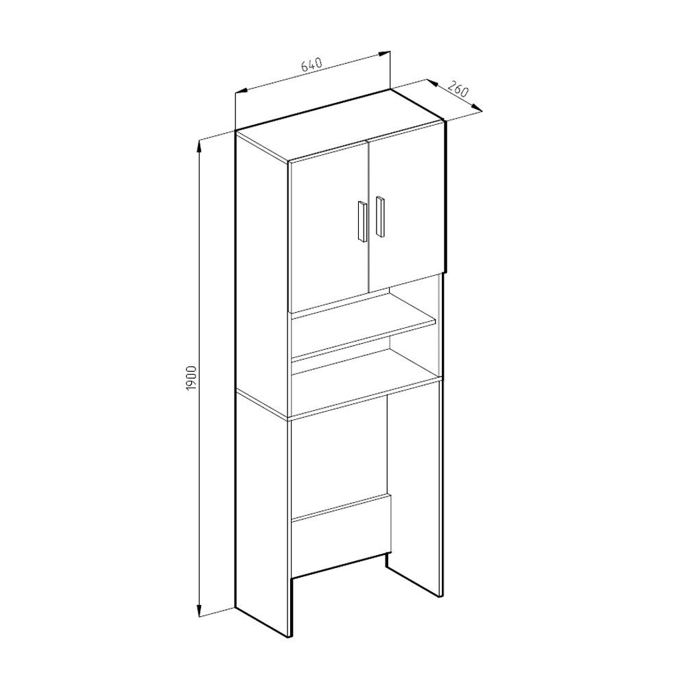 Vicco Waschmaschinenumbauschrank Badschrank Hochschrank 190 x 64 cm Sonoma / Weiß