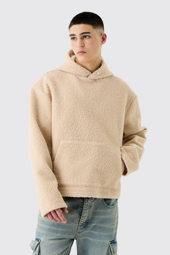 Kastiger Oversize Bouclee Borg-Hoodie