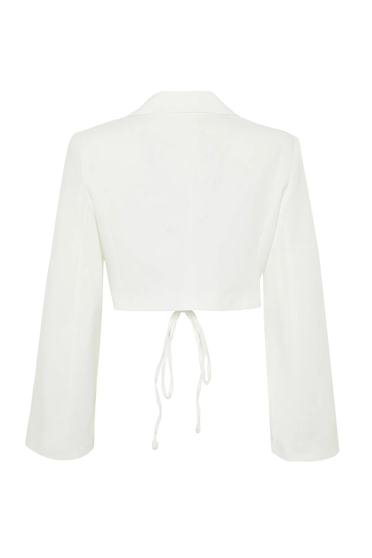 Trendyol Collection  Ecrufarbener, kurz gefütterter, zweireihiger, gewebter Blazer TWOAW23BC00076
