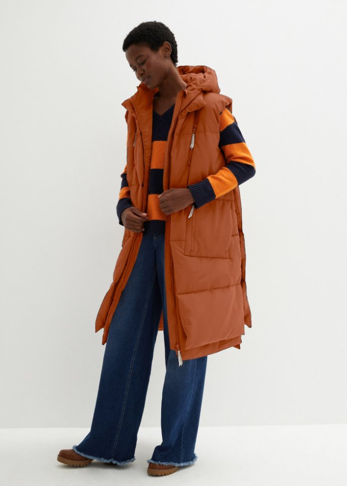 Oversize Puffer-Weste aus recyceltem Polyester mit Kapuze