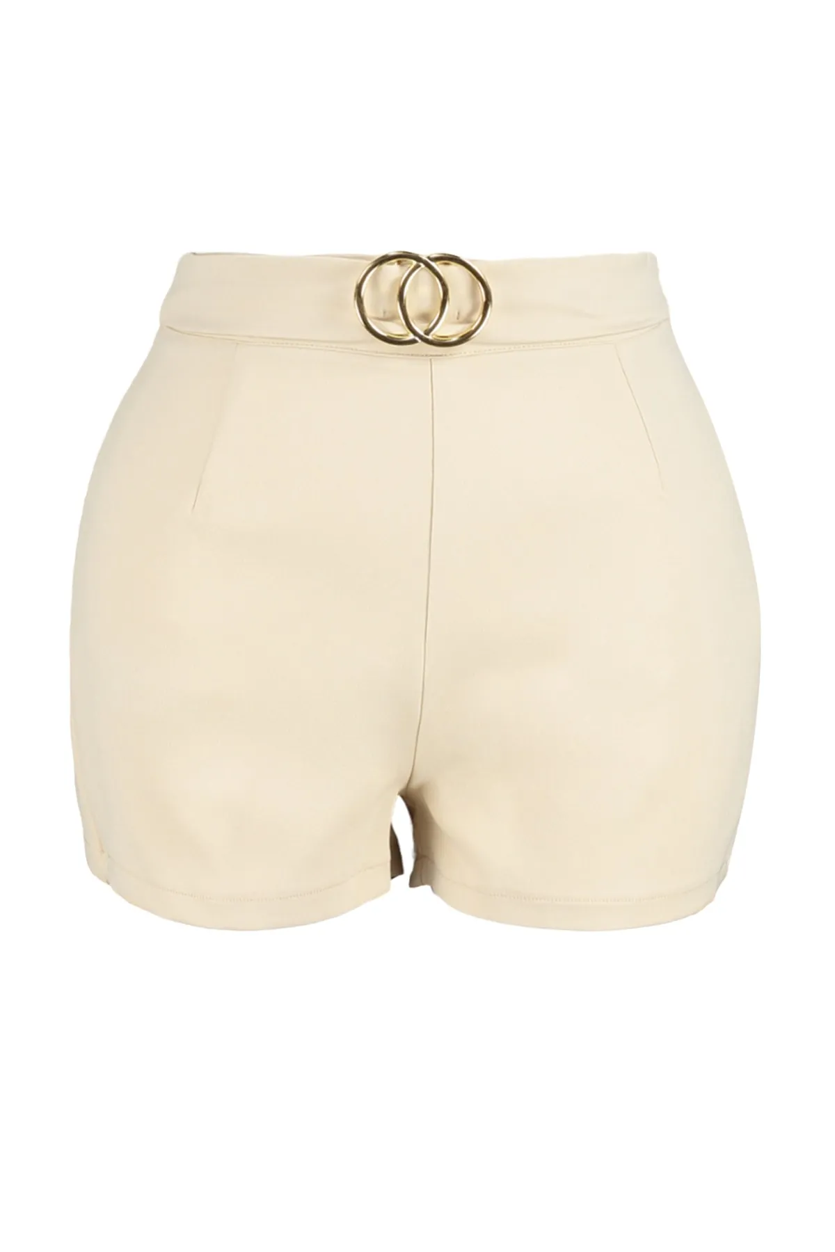 Trendyol Collection  Steinfarbene, superkurze gewebte Shorts mit Gürtel TWOAW21SR0078