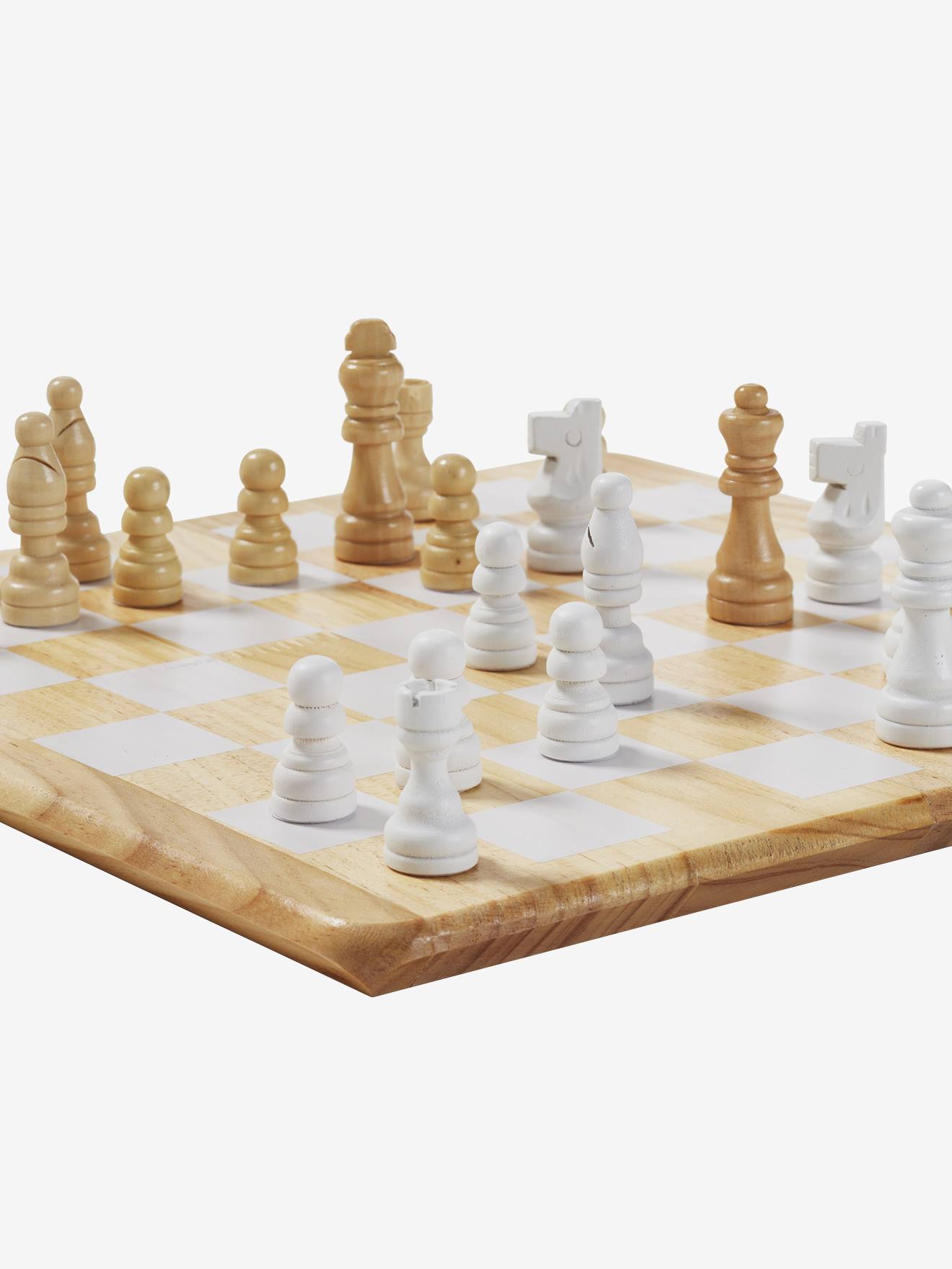 Jeu d'échecs en bois FSC® beige