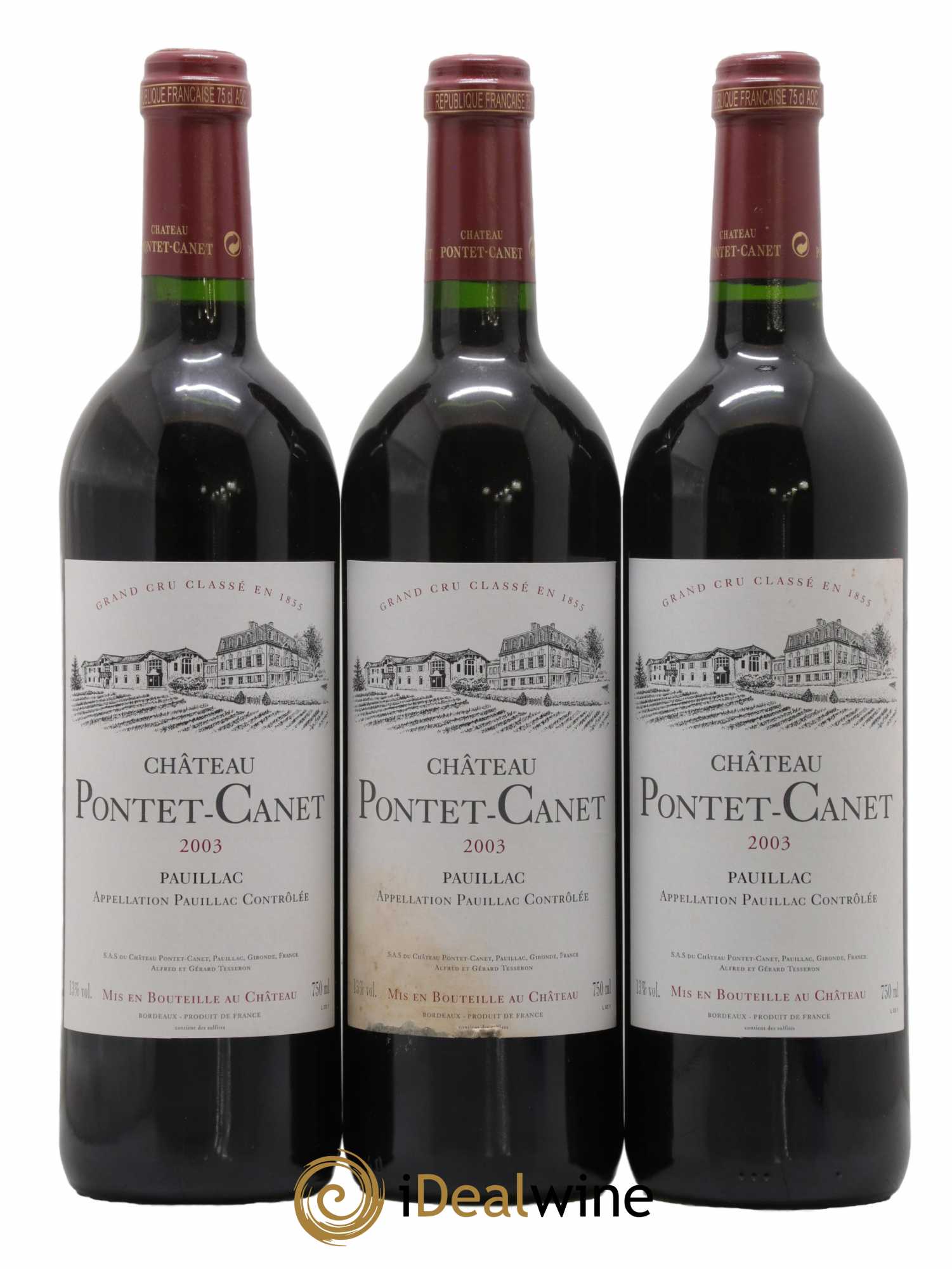 Château Pontet Canet 5ème Grand Cru Classé  2003 - Lot de 6 Bouteilles
