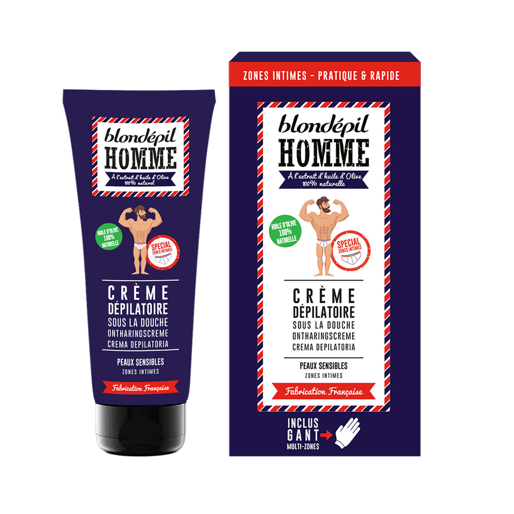 blondepil CREME DEPILATOIRE & GANT GOMMANT Zones intimes Crème dépilatoire