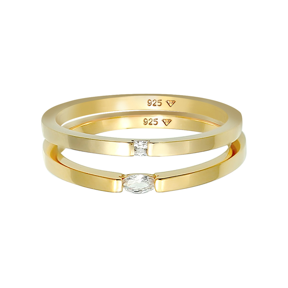 Elli Elli Bague Ensemble Solitaire pour dames Marquise Baguette taillée avec des crist Bague