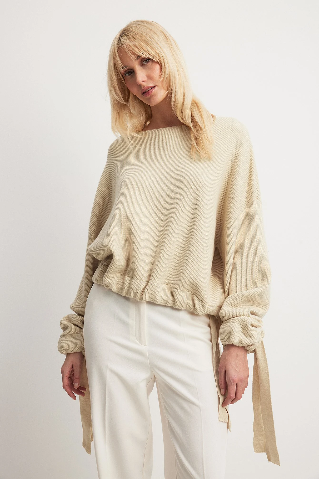 Drawstring Knitted Sweater