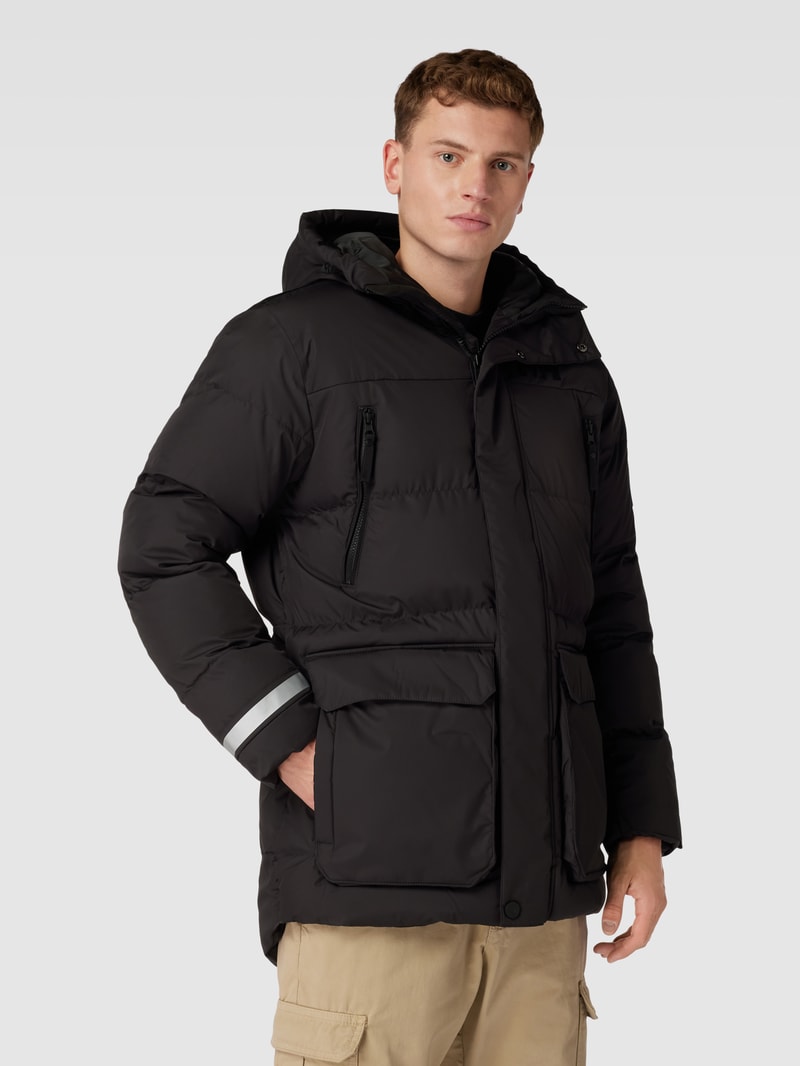 Steppjacke mit Logo-Print in schwarz