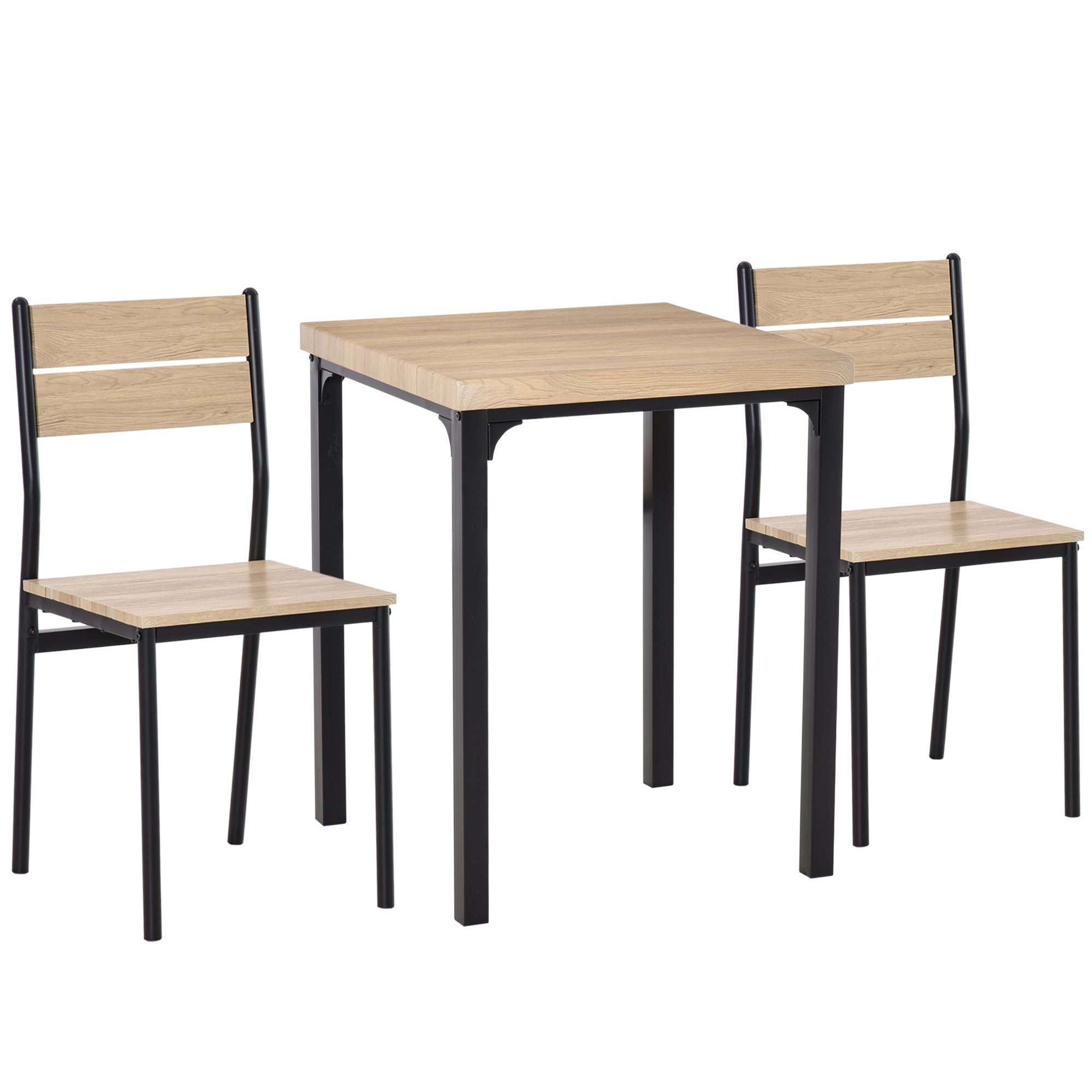HOMCOM Sitzgruppe Esstisch-Set mit 1 Tisch + 2 Stühlen