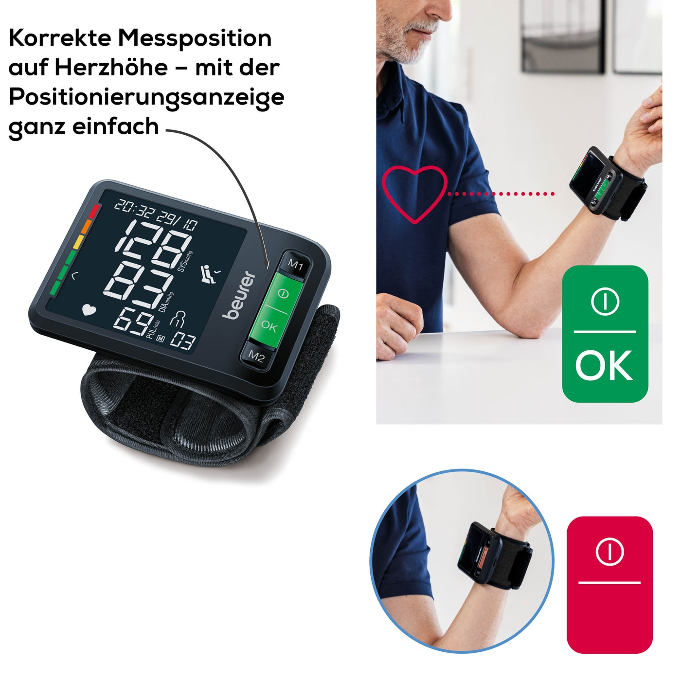 Beurer Handgelenk-Blutdruckmessgerät BC 87 <i>Bluetooth</i>®-Sanfter Druckaufbau und schnelle Messzeiten für komfortables Blutdruckmessen