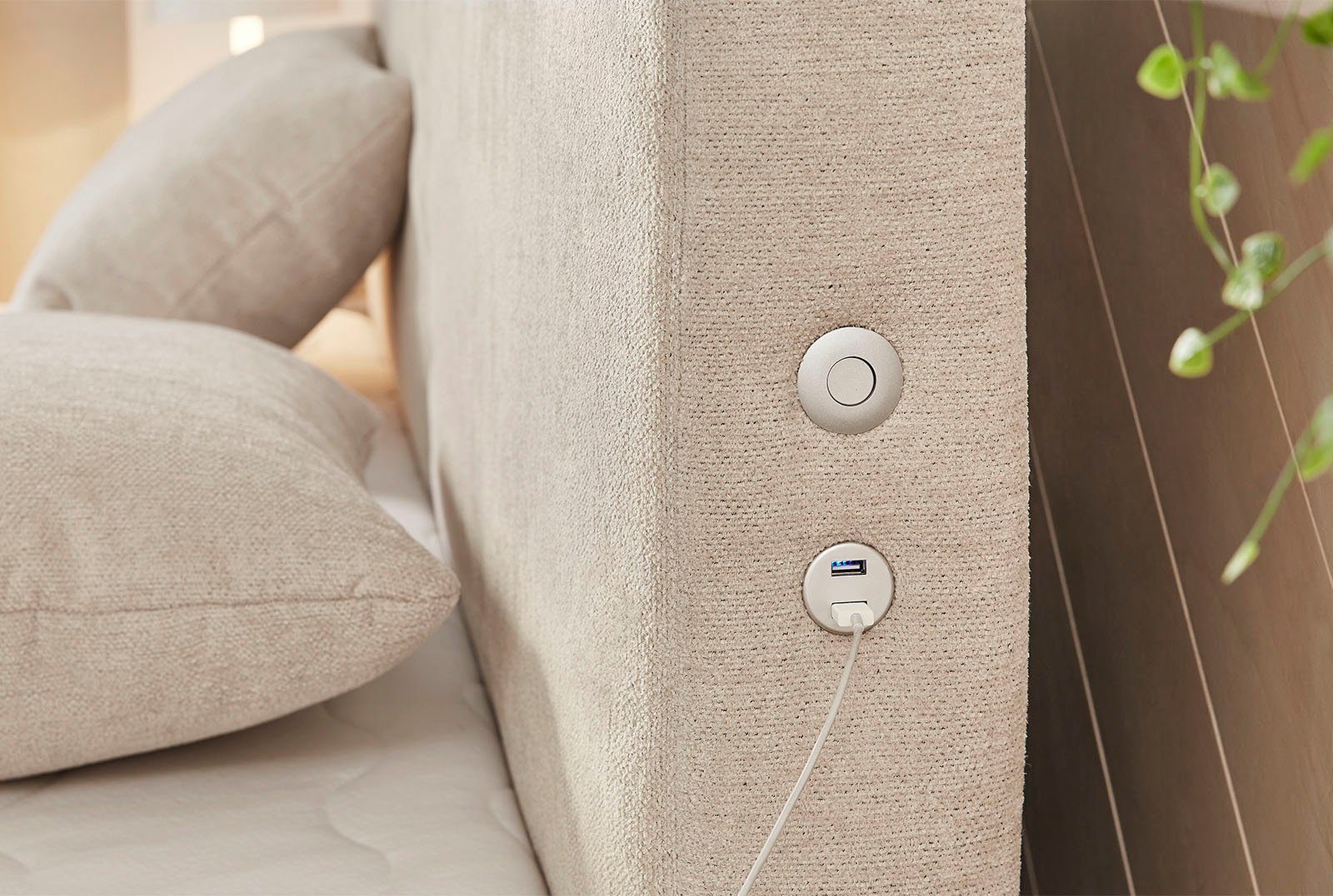 Jockenhöfer Gruppe Boxspringbett Kira, inkl. LED-Bel., USB-Ladeports, 7-Zonen-Matr., Topper, div. Härtegrade