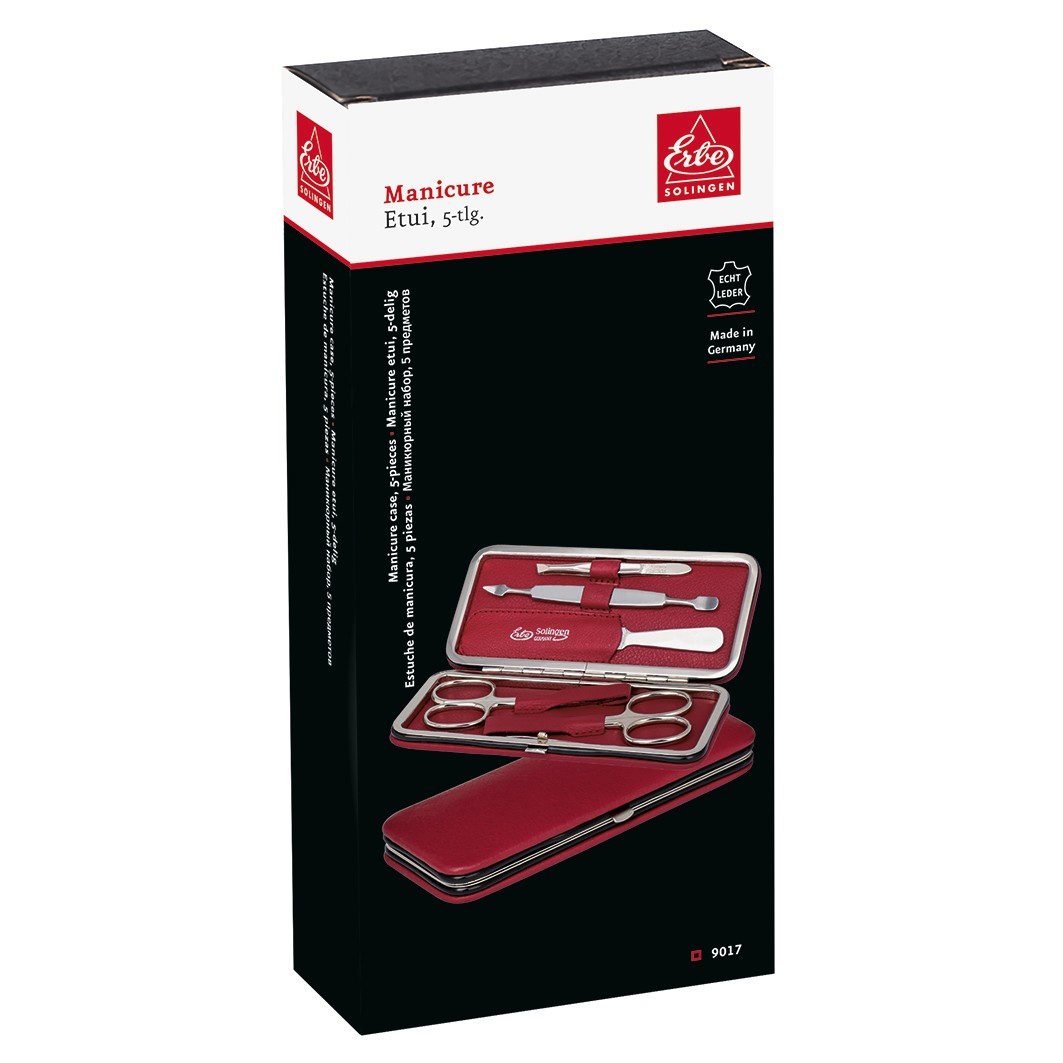 Maniküre Set Bügel-Etui Serie 'Siena'. rot. 5-tlg.