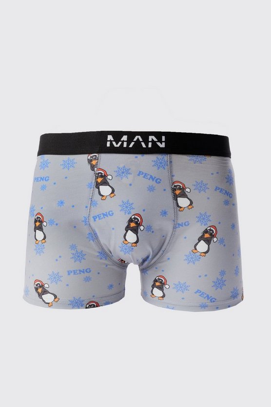 Boxershorts mit Weihnachts Pinguin-Print
