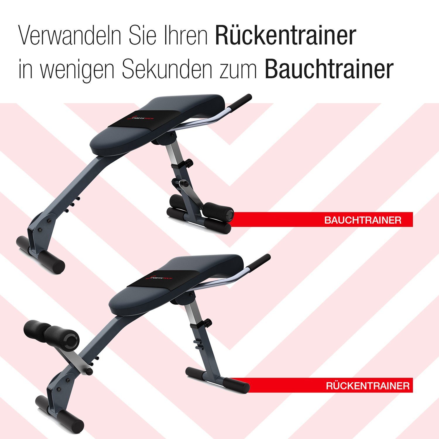 Sportstech Hantelbank BRT200, Gesund&Fit 6in1 Rückentrainer & Bauchtrainer