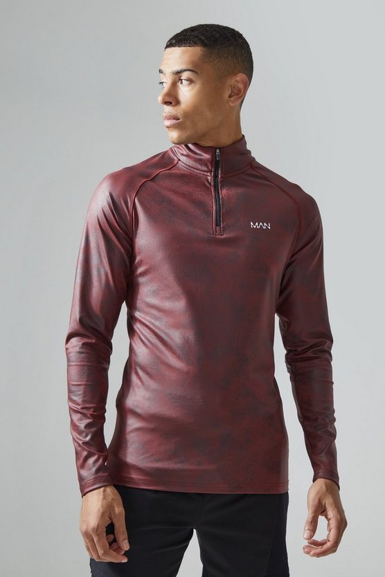 Man Active Slim-Fit Oberteil mit Print und Reißverschluss