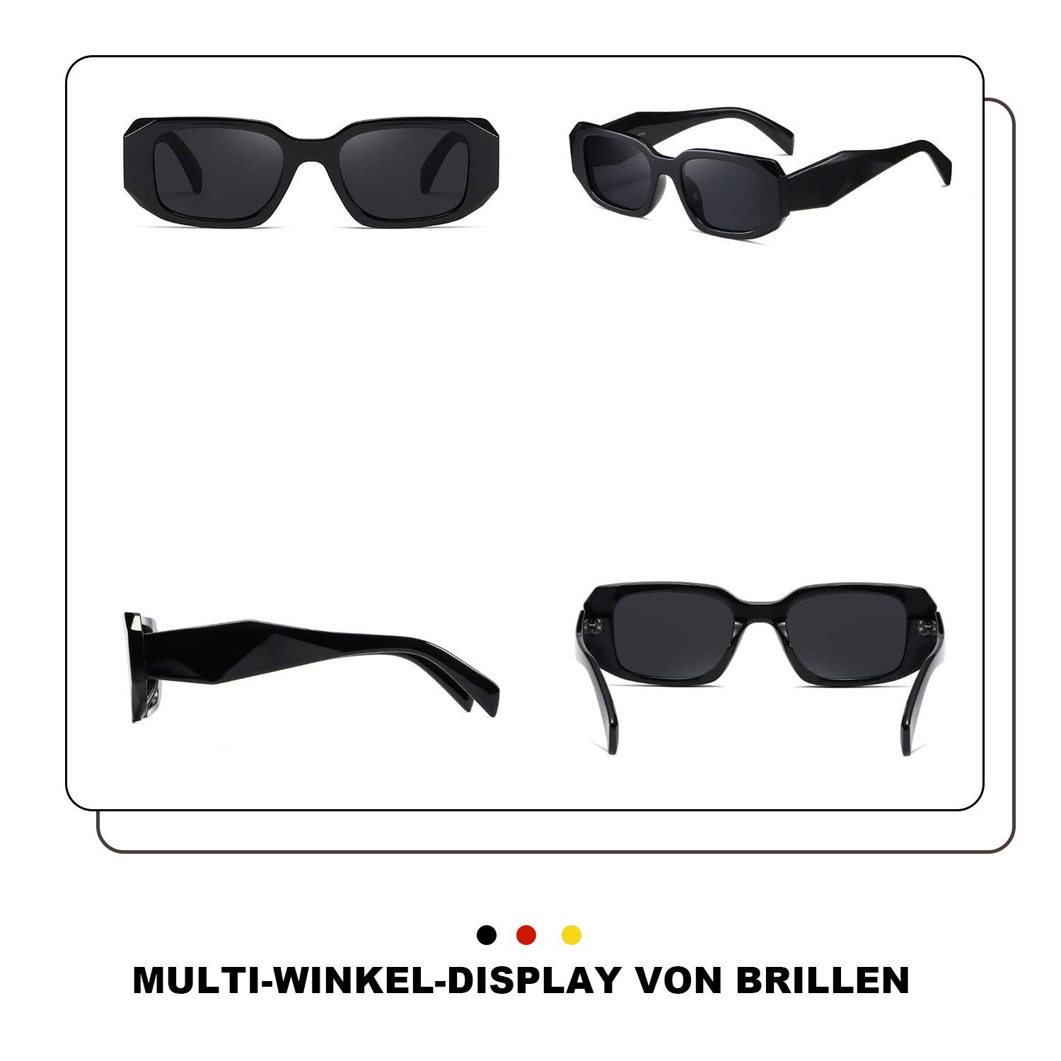 MAGICSHE Sonnenbrille Rechteckige Sonnenbrillen für Damen und Herren Retro Mode UV beständige Sonnenbrille