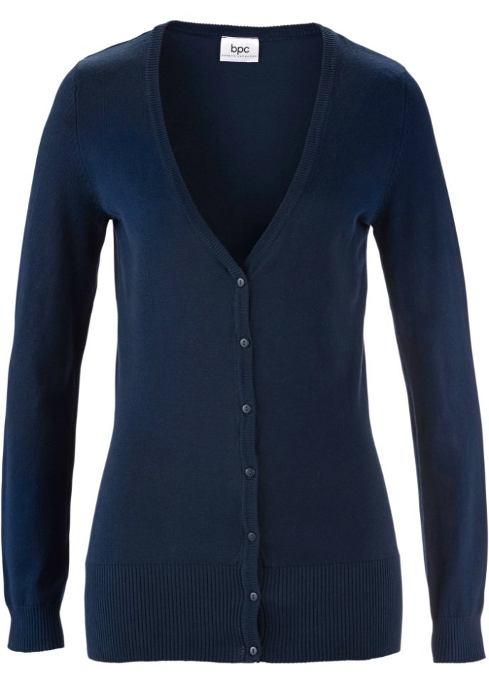 Basic Feinstrickjacke mit Knopfleiste