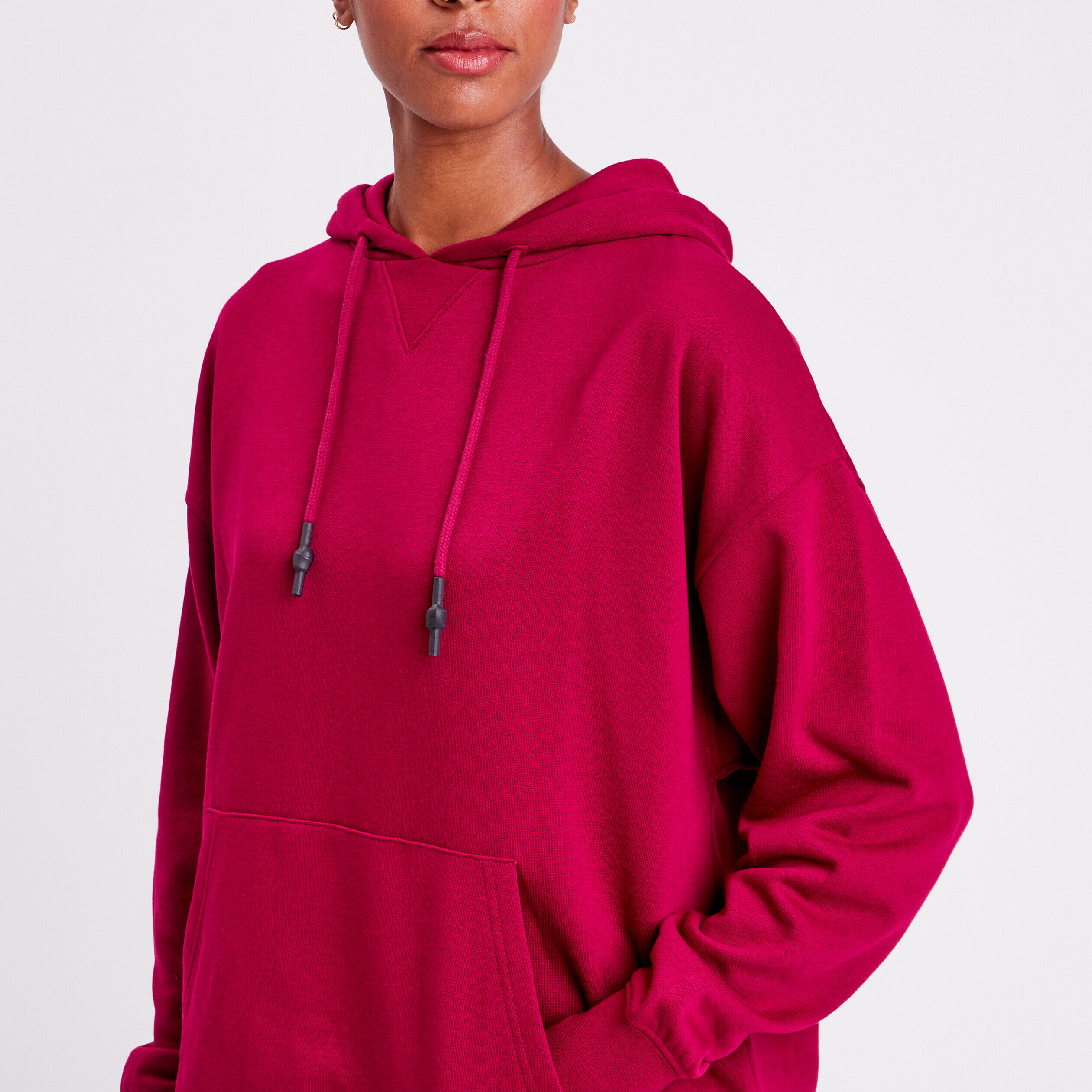 Sweat oversize à capuche rouge foncé femme | Cache Cache