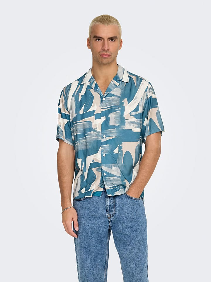 ONLY & SONS Hemd - Regular fit - in Hellblau/ Beige/ Weiß günstig kaufen