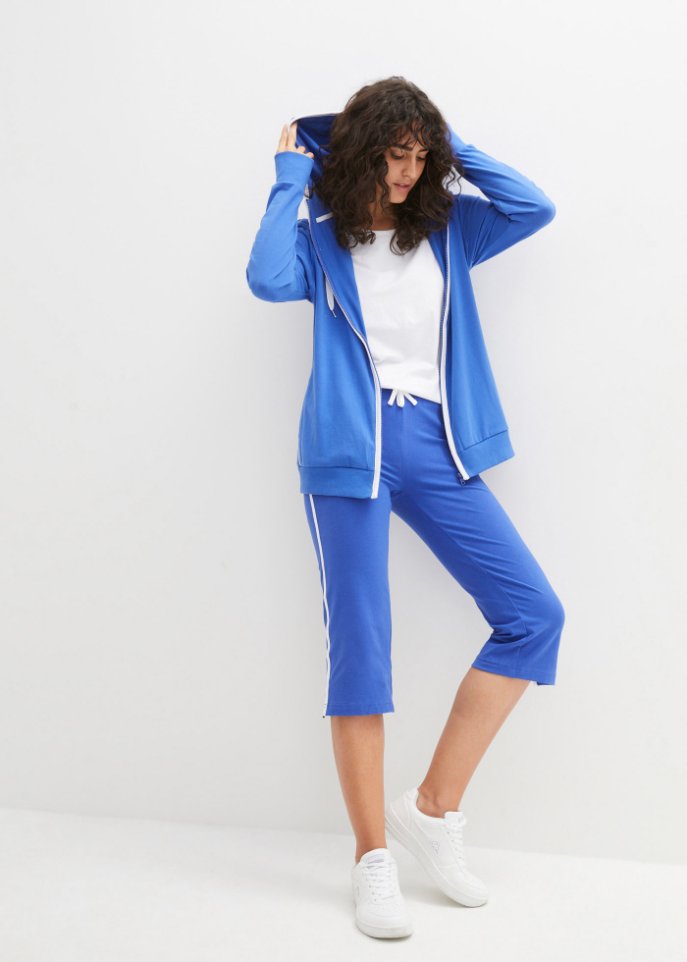 Stretch-Sweatjacke mit Baumwolle