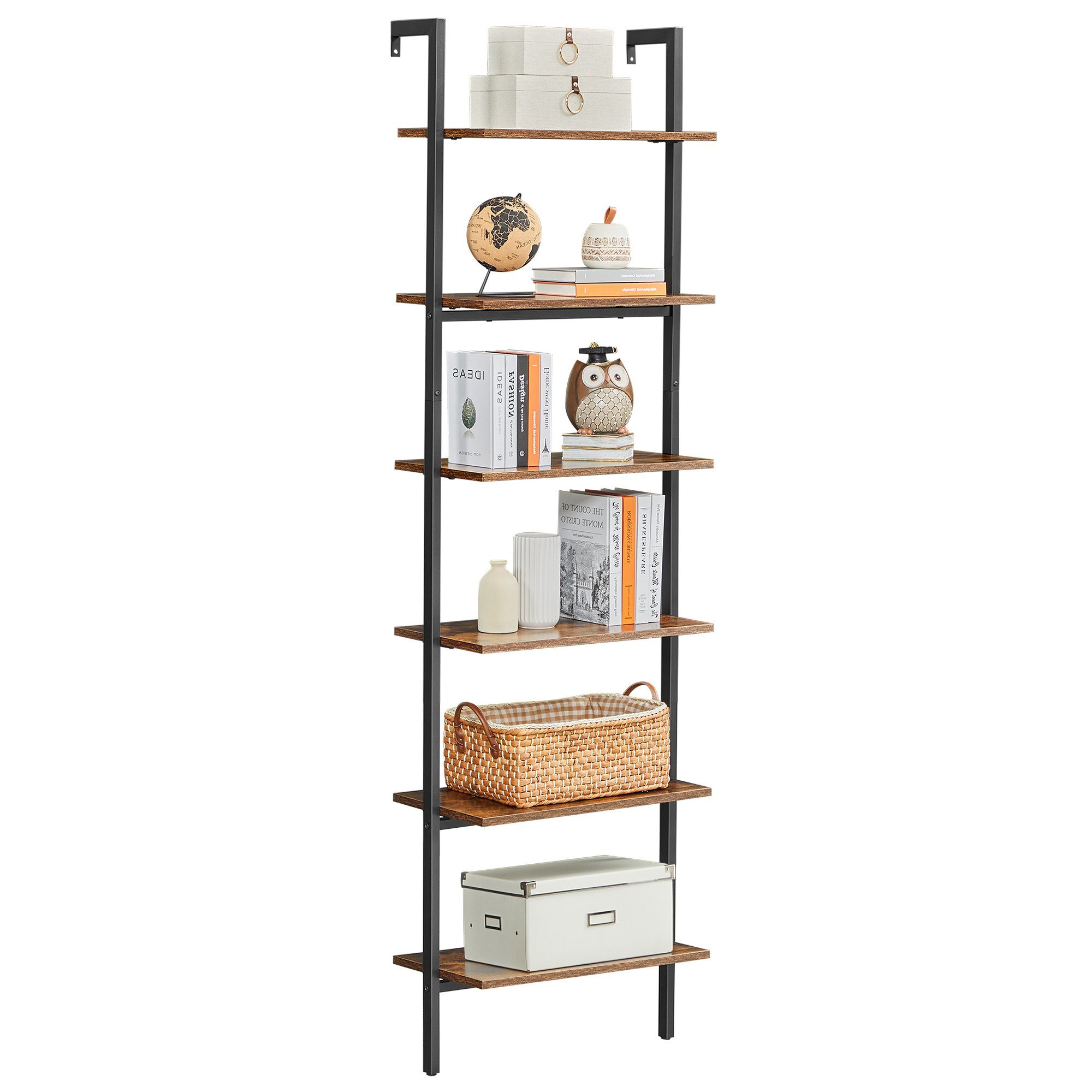 VASAGLE Bücherregal Standregal, 6 Ablagen, 204,8 x 60 x 30 cm