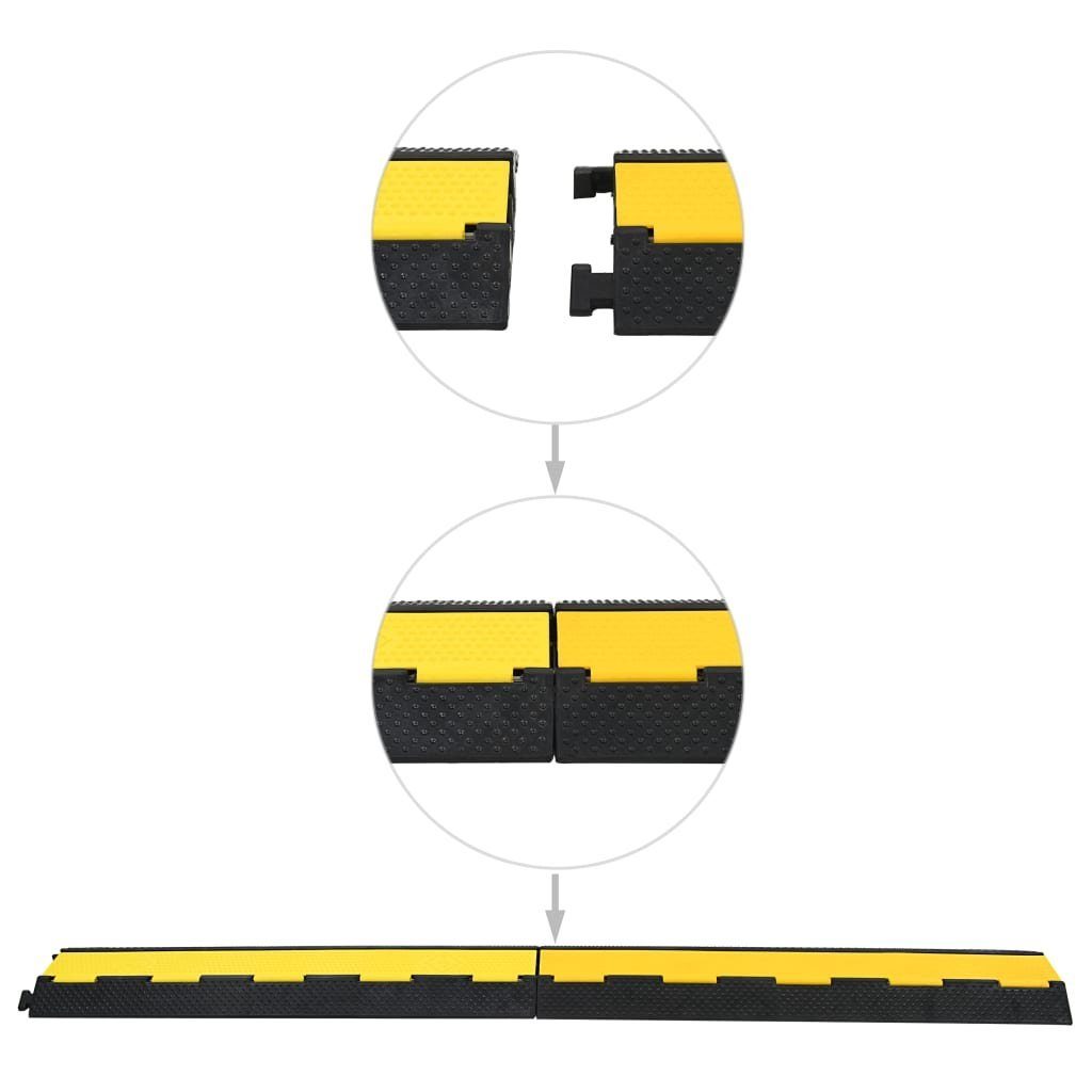 vidaXL Parkschwelle Kabelbrücke Überfahrschutz 2 Kanäle Gummi 101,5 cm