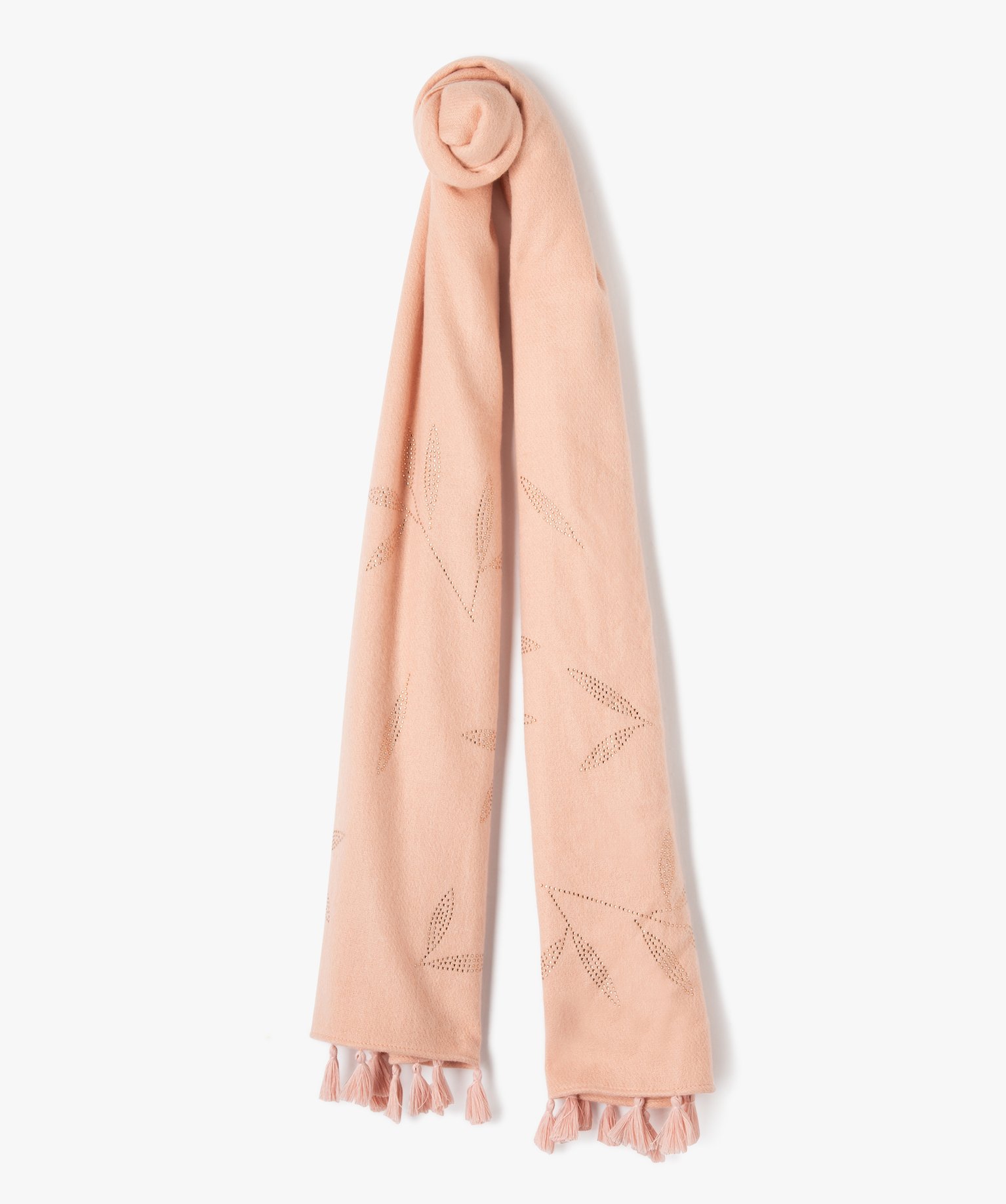 Echarpe femme avec motifs feuillage en strass rose | GEMO