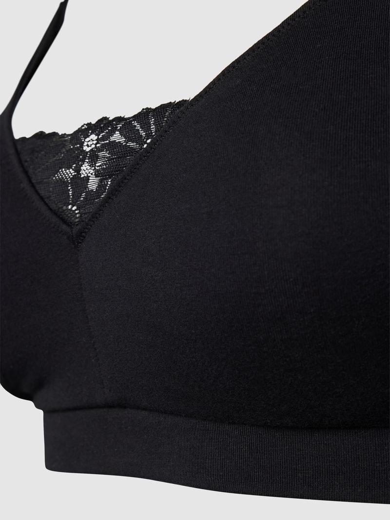 Bustier mit Spitzenbesatz in schwarz