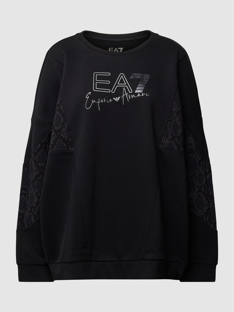 Sweatshirt mit Label-Print in schwarz