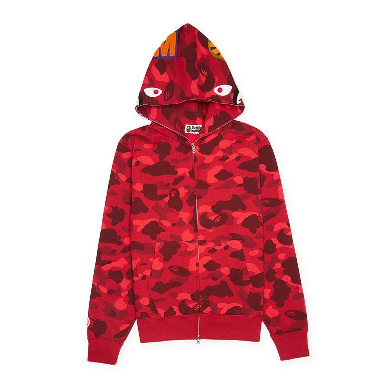 A Bathing Ape Color Camo Shark Full Zip Hoodie M red