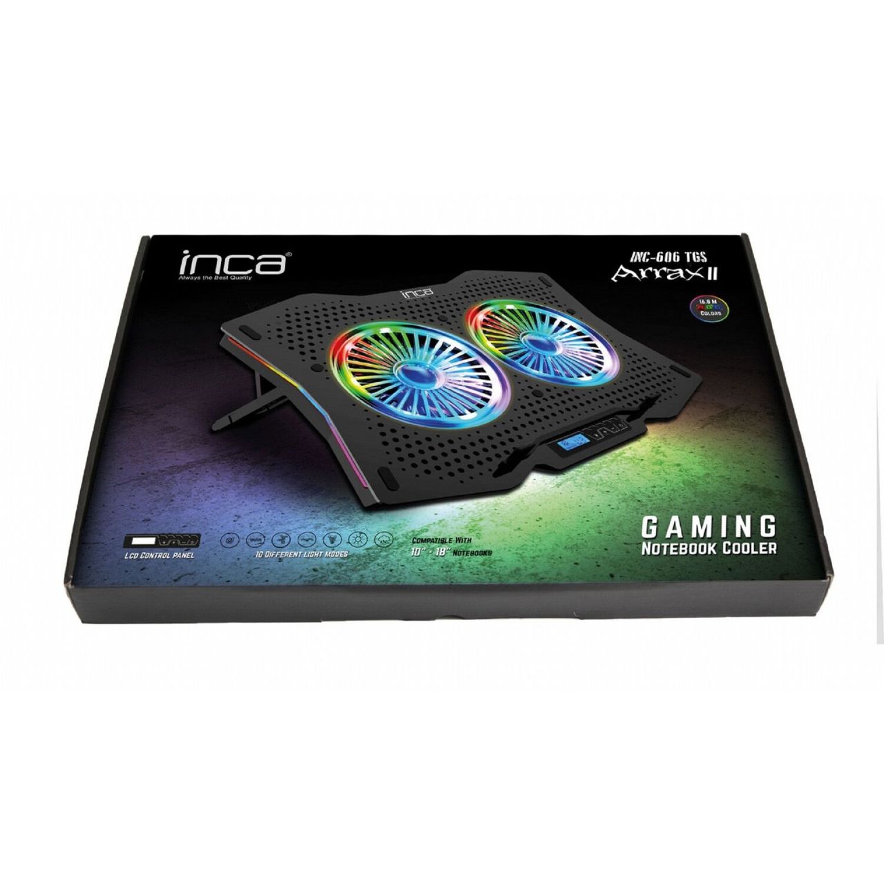Inca INC-606TGS Laptopkühler Notebookkühler geeignet für 10-18-Zoll-Laptops 2x115mm Lüfter