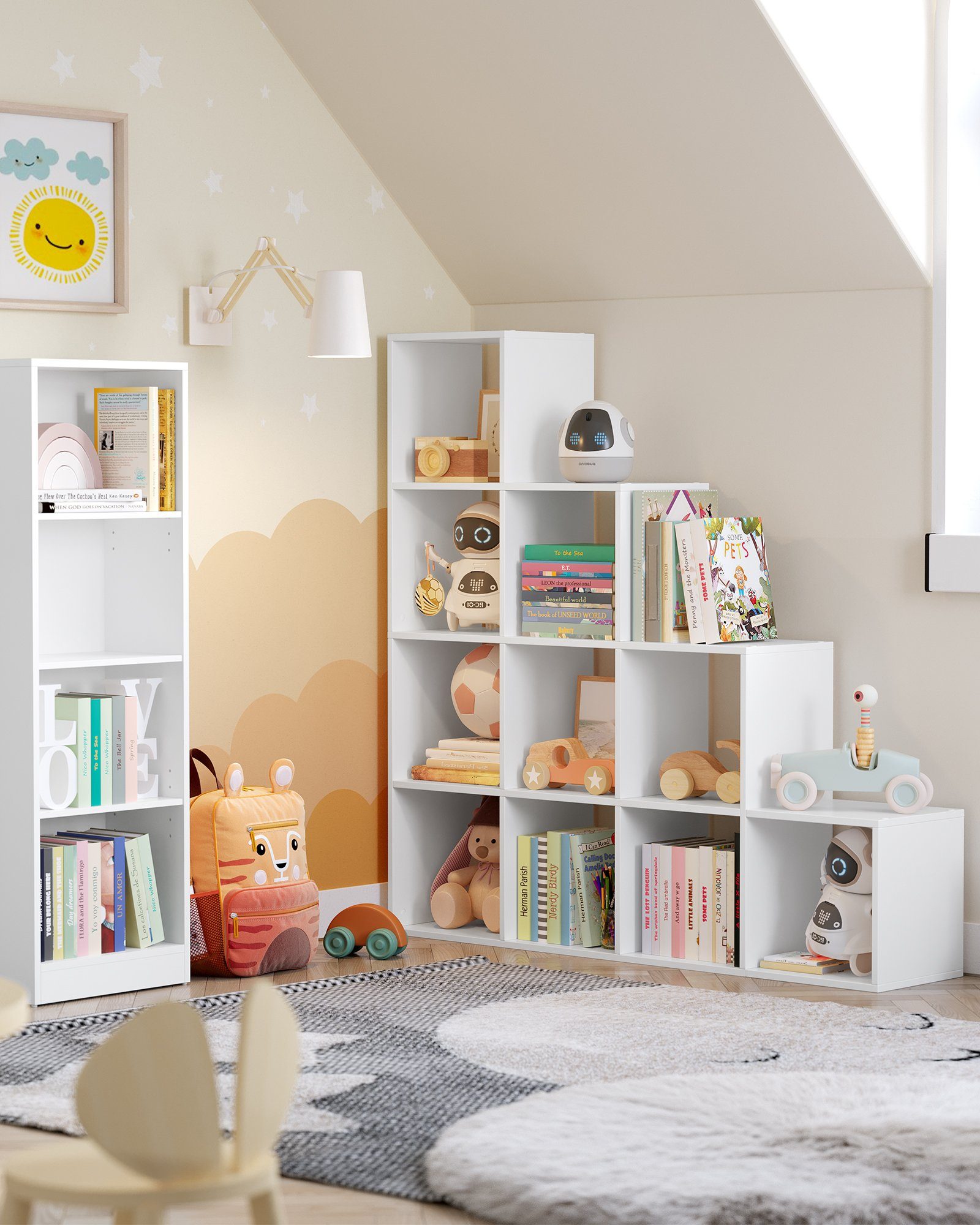 VASAGLE Bücherregal Raumteiler, Würfelregal, viel Stauraum