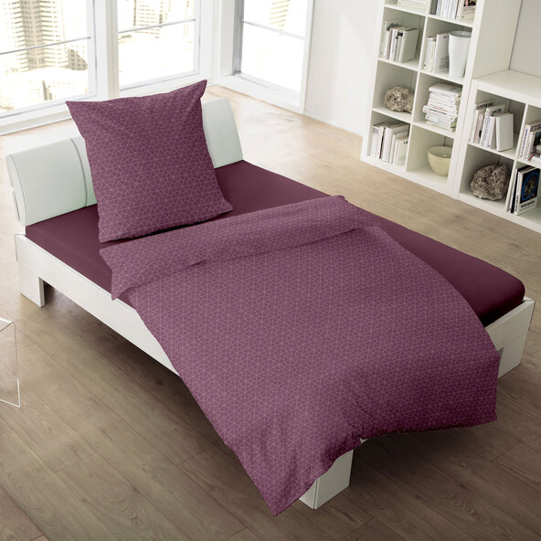 Bettwäsche Jacquard-Feinbiber 135/200 + 80/80 cm, Wabe bordeaux